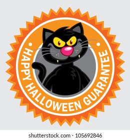 Happy Halloween Guarantee Black Cat Seal / Sticker