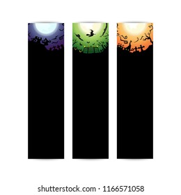 happy halloween half circle gradient banner, roughen night party greeting, vector illustration