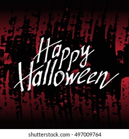 Happy Halloween: Hand Drawn  Calligraphy Letters for T-Shirt Printing and Design. Handwritten Phrase is Inviting for All hallows' day. Slogan for Mood and Art-Design. Illustrations and vector art.