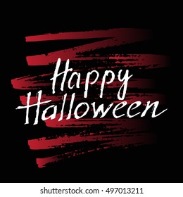 Happy Halloween: Hand Drawn  Calligraphy Letters for T-Shirt Printing and Design. Handwritten Phrase is Inviting for All hallows' day. Slogan for Mood and Art-Design. Illustrations and vector art.