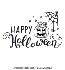 Happy halloween. Hand drawn creative calligraphy and brush pen lettering.