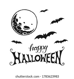 Feliz Halloween. Dibujo manual de caligrafía creativa y letras de pincel. Diseño de tarjetas de felicitación e invitación para fiestas, volantes, afiches, banner de la fiesta de halloween