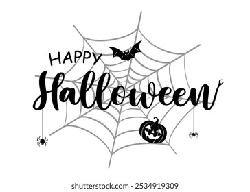 Happy Halloween, Hand Drawn Illustration, Greeting Card.