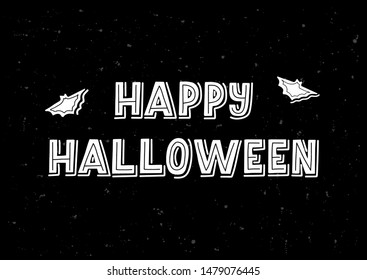 Happy Halloween hand drawn lettering. Template banner, poster, flyer, greeting card, web design, print design. Vector illustration.