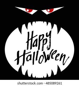 Happy Halloween. Hand Drawn Lettering for Happy-Halloween Design. Hand-Lettering Inscription, Phrase. Handwritten typeface. Hand-writing Letters. Handmade Logo, Card, Poster. Vector illustration. 