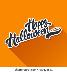 Happy Halloween hand drawn lettering vector illustration. 