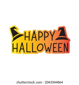 Happy Halloween Hand Lettering Text On White Background. Handwritten Halloween Brush Lettering. Typography Print For Flyer, Poster, Greeting Card, Banner and Invitation. Hand drawn Lettering Text.