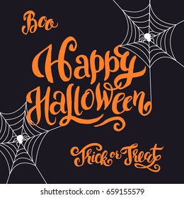 Happy Halloween hand made lettering with web