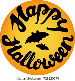 Happy Halloween hand writing with bats illustration