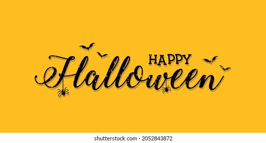 Happy Halloween Hand Written Text Banner. Vector style typography