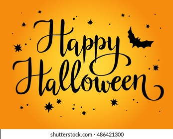 Happy Halloween, hand written vector lettering, halloween greeting card, invitation, banner.