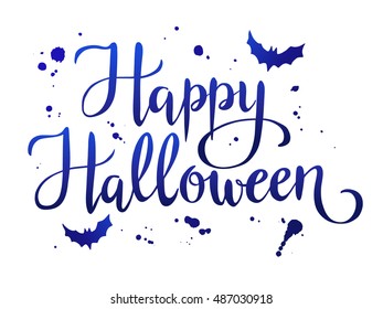 Happy Halloween, hand written vector lettering, halloween greeting card, invitation, banner.