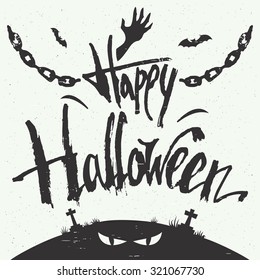Happy Halloween. Hand-drawn typography with ragged headline using a dry brush