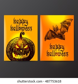 Happy Halloween. Hand-drawn vector illustration. Sketch style. Use for invitations, flayers, postcards, advertising