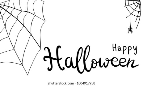 Happy Halloween handwringing with spider on isolated background