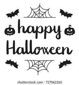 Happy halloween handwritten greeting black on white background