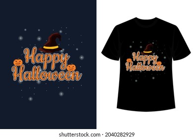 Happy Halloween handwritten lettering or calligraphy,  hand drawn October holiday celebration t-shirt. Happy Halloween T Shirt Design.