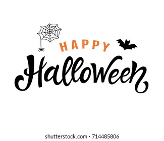 Happy Halloween Handwritten Lettering. Typography Template for Posters, Party Banners, Invitations, Stickers, Gift Cards. Vector illustration