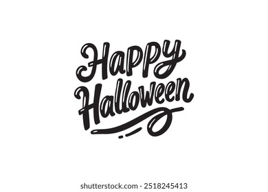 Feliz texto manuscrito de Halloween. Tipografia com letras à mão. Caligrafia moderna da tinta da escova isolada no fundo branco para banner do feriado, cartaz, cartão de saudação, convite da festa