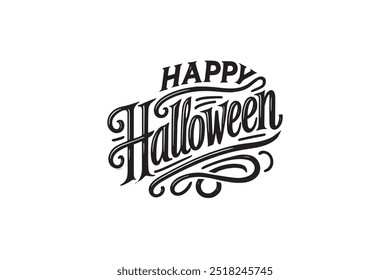Happy Halloween handwritten text. Hand lettering typography. Modern brush ink calligraphy isolated on white background for holiday banner, poster, greeting card, party invitation.