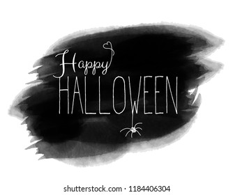 Happy halloween handwritten text on brushtroke design