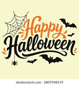 Happy Halloween handwritten typography featuring elegant calligraphy with decorative spider web and flying bats designed for seasonal greeting cards posters banners flyers invitations party decorations social media designs printable crafts apparel stickers mugs scrapbooking sublimation merchandise digital products and commercial print projects Clean modern flat illustration with high quality typography suitable for Halloween branding festive marketing and creative holiday artwork Ideal for designers crafters businesses and print on demand marketplaces.

#Halloween #HappyHalloween #HalloweenTypography #HalloweenLettering #HalloweenDesign #Handwritten #Calligraphy #Typography #SpiderWeb #Bats #HolidayDesign #GreetingCard #PosterDesign #BannerDesign #InvitationDesign #Printable #Clipart #DigitalArt #CommercialUse #FlatDesign #VectorArt #Autumn #Spooky #SeasonalDesign #GraphicDesign