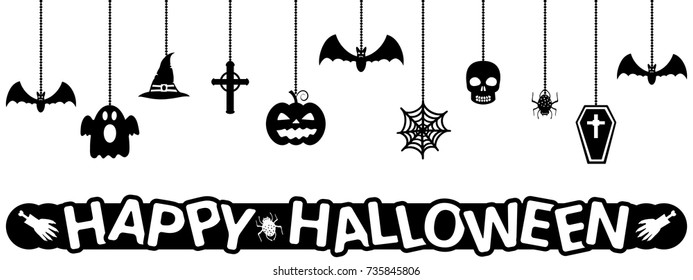Happy Halloween. Halloween hanging ornaments. Vector background.