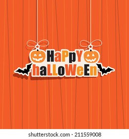 Happy Halloween hanging sign decoration, with transparencies on an orange background