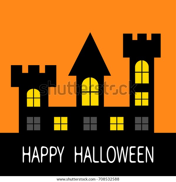 Happy Halloween Haunted House Dark Black Stock Vector Royalty Free 708532588