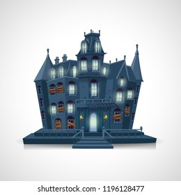 happy halloween. haunted house isolated on white background.