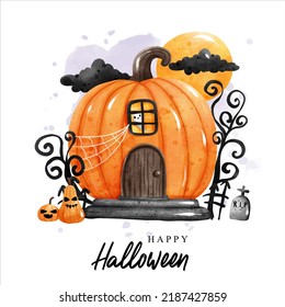 Happy Halloween, Halloween haunted house. vector illustration