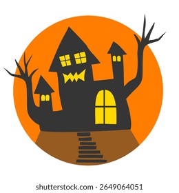 Feliz Dia das Bruxas assombrado casa. Ilustração vetorial, Design de Mansão Assustadora para Temas de Halloween