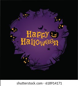 Happy Halloween Haunted Houses and graves, vector illustration