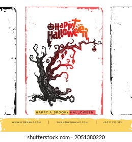 Happy Halloween Haunted Tree Festival  Banner Template.