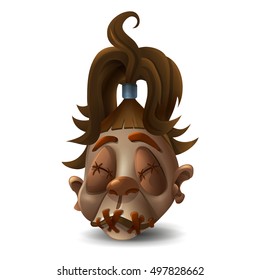 Happy Halloween head monster isolated on white background. Vector illustration.