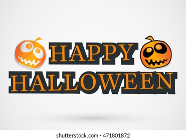 Happy halloween header or banner with pumpkins. Cover flyer, brochure or card template. Vector illustration.