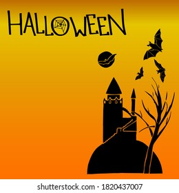 Happy Halloween holiday, 31st October All Saints Day, greeting card text lettering hand drawings in vector