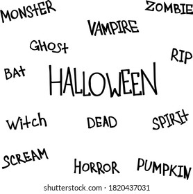 Happy Halloween holiday, 31st October All Saints' Day, isolated hand lettering text in vector