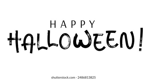 Alles Gute zu Halloween. Festliche Musik Pinsel oder Marker Schriftzug für Banner, Poster, Grußkarte, Partyeinladung. Handgezeichneter einfacher Monoline-Text. Vektorgrafik-Kalligraphie