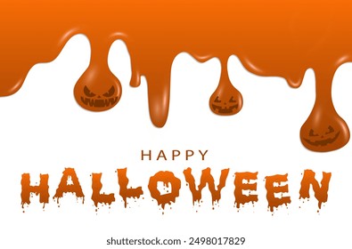 Happy Halloween. Holiday card in orange colors close up. Vector illustration.