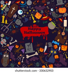 Happy Halloween holiday celebration background in vector