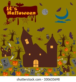Happy Halloween holiday celebration background in vector