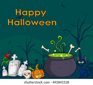 Happy Halloween holiday celebration background in vector