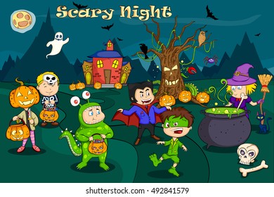 Happy Halloween holiday celebration background in vector