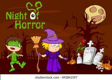 Happy Halloween holiday celebration background in vector