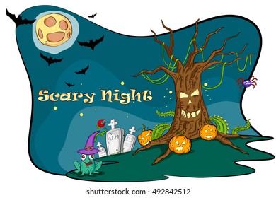 Happy Halloween holiday celebration background in vector