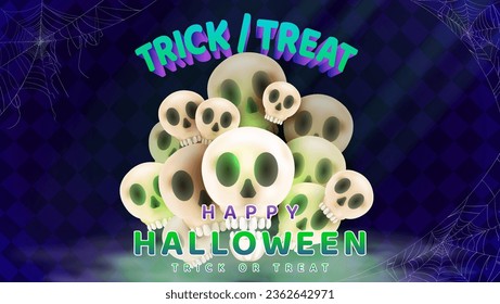 Happy Halloween Holiday Celebration with Pumpkin, decoration, realistic Illustration. Suitable for greeting card, Banner