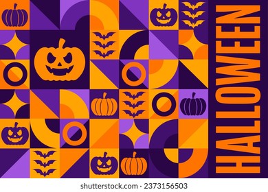 Happy Halloween. Holiday concept. Template for background, banner, card, poster with text inscription. Vector EPS10 illustration