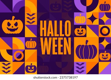 Happy Halloween. Holiday concept. Template for background, banner, card, poster with text inscription. Vector EPS10 illustration