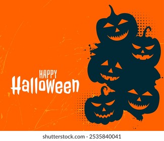 happy halloween holiday orange background with pumpkin vector